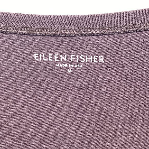 EILEEN FISHER Top M Stretch Organic Cotton Jersey 3/4 Sleeve Brown USA - Picture 5 of 10